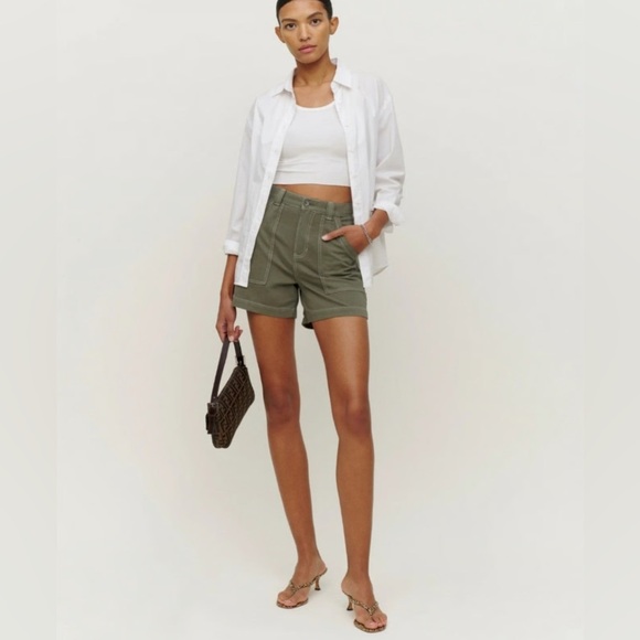 Reformation Pants - Reformation Women’s Utility Army Green High Rise Cargo Shorts, Size 26